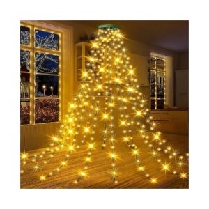 Beautiful and Shiny LED Christmas Tree Lights with Ring and 8 Modes for Warm White Glow