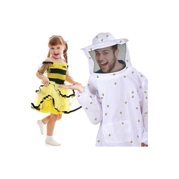 Beekeeping Costume Party Supplies with 100 Pieces Small Wooden Bees and Lightweight Suit