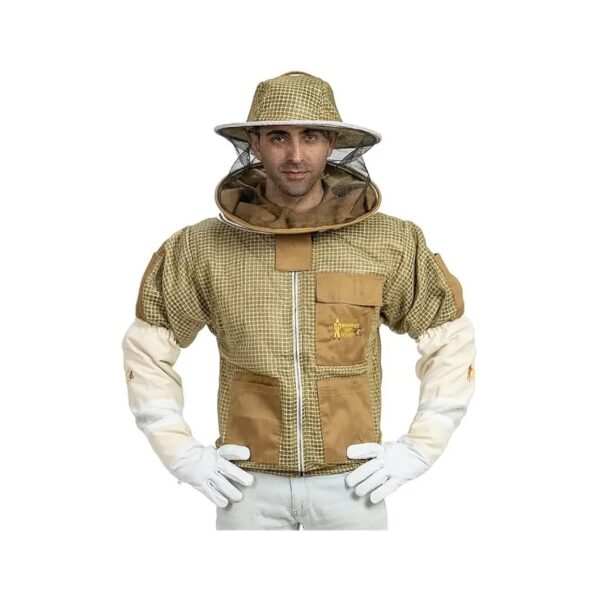 Beekeeping Jacket with Multi-Color Design and Ventilated Round Veil