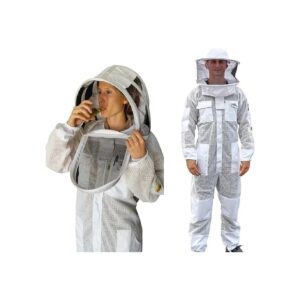 Beekeeping Protection Suit with Adjustable Hood and Leg High Zippers for Easy Wear