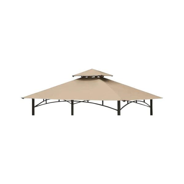 Beige Polyester Gazebo Canopy Top Cover Replacement for BBQ Model L-GG001PST-F 5x8