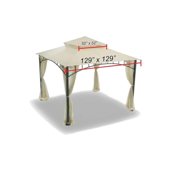 Beige Square Metal Frame Replacement Canopy for Square Gazebos Fabric Cover