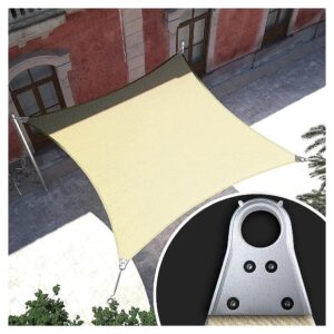 Beige Square Sun Shade Sail Canopy 20' x 20' with Heavy Duty Durable Structure