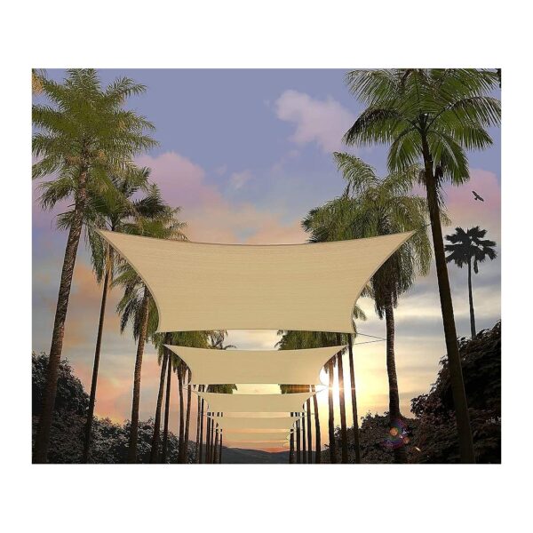 Beige Sun Shade Sail Canopy with 95% UV Blockage, Customizable Fit, and 3-Year Warranty