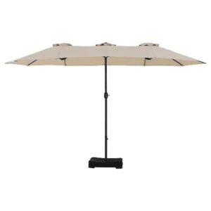 Beige Triple Canopy Patio Umbrella with Anti-Oxidation Steel Frame for Long-Lasting Use