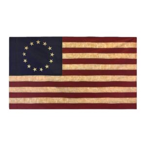 Betsy Ross American Flag Embroidered Home Banner with Polyester Sleeve