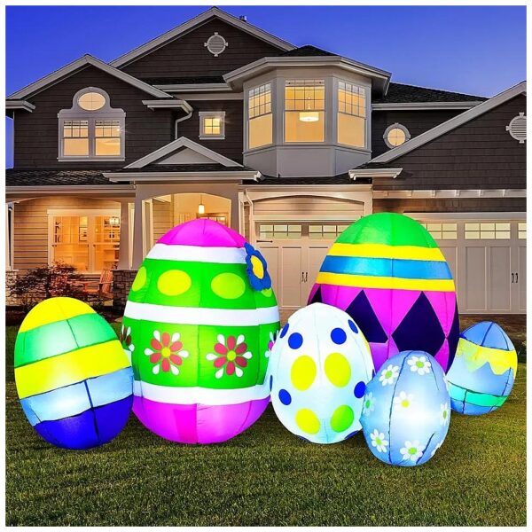 Big and Bright 5 Foot Easter Inflatable Egg with LED Lighting