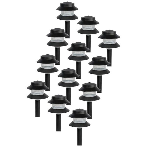 Black 2 Tier Low Voltage Landscape Lighting Kit for Easy Installation