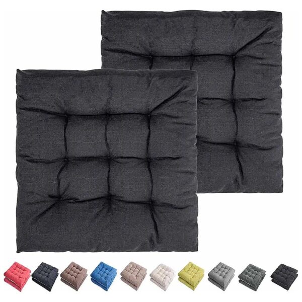 Black 2-Pack 20x20 Seat Chair Cushions with Tufted Design and High-Density Poly Fiber