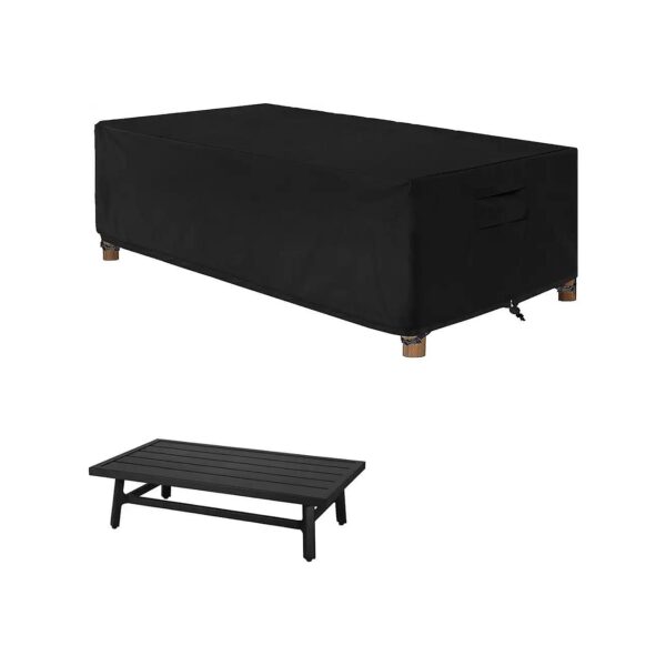 Black 420D Oxford Fabric Patio Coffee Table Cover Waterproof Furniture Cover Outdoor Use