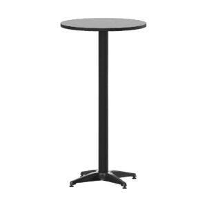 Black Aluminum Round Bar Height Table with Flip-Up Function