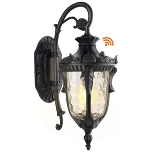 Black Aluminum and Glass Exterior Wall Light Fixture for Front Porch and Garage Entrance