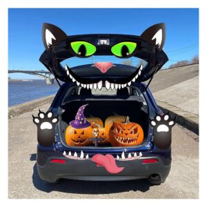 Black Cat Halloween Trunk or Treat Car Decorations Kit for Garage Door Decoration