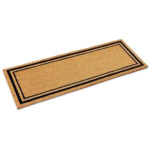 Black Coir Mat with Border Design for Double Doors and Indoor Outdoor Entrance Rugs