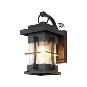 Black Exterior Lighting Fixture with Seeded Glass and Wall Mount for House and Patio