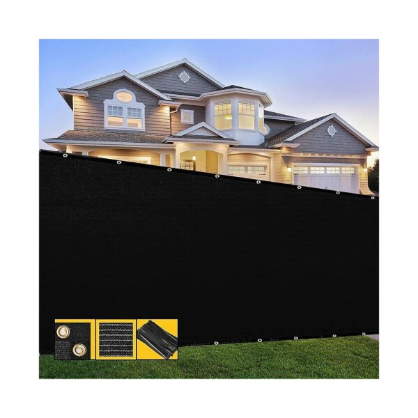 Black Fence Screen with Customizable Options and Double Stitch Bindings for Outdoor Use