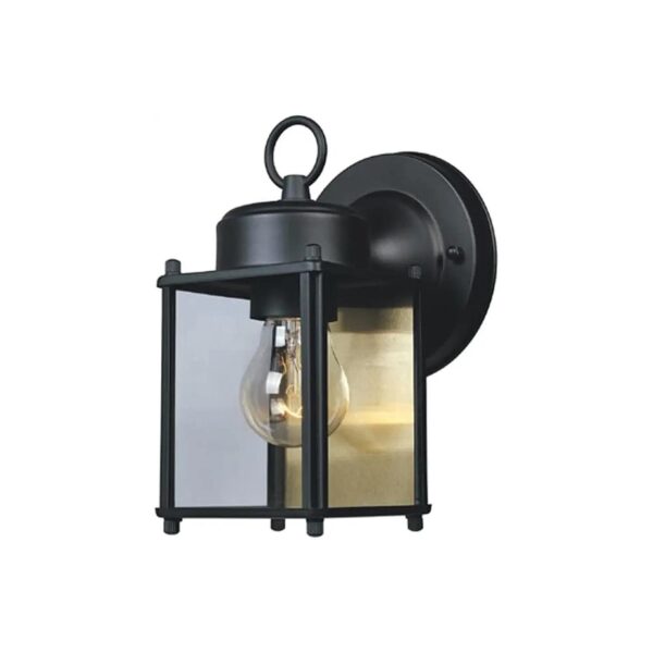 Black Glass Wall Mount Lantern Sconce for Patio or Garage Lighting Fixtures