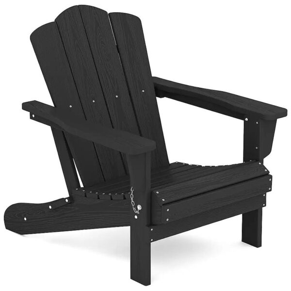 Black HDPE Adirondack Chair with Wood-Like Color Technology and Effortless Maintenance