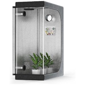 Black Hydroponic Grow Tent for Indoor Plants with Tool Bag and Removable Floor Tray