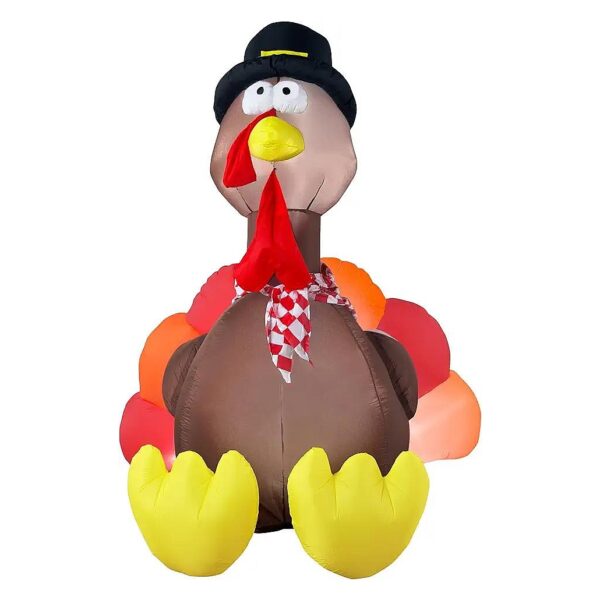 Black Inflatable Turkey Decoration 6 Foot Tall for Holiday Indoor Outdoor