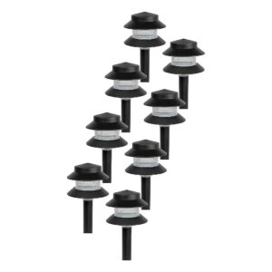 Black Low Voltage Landscape Pathway Lighting with 2 Tier Design and LED Bulbs