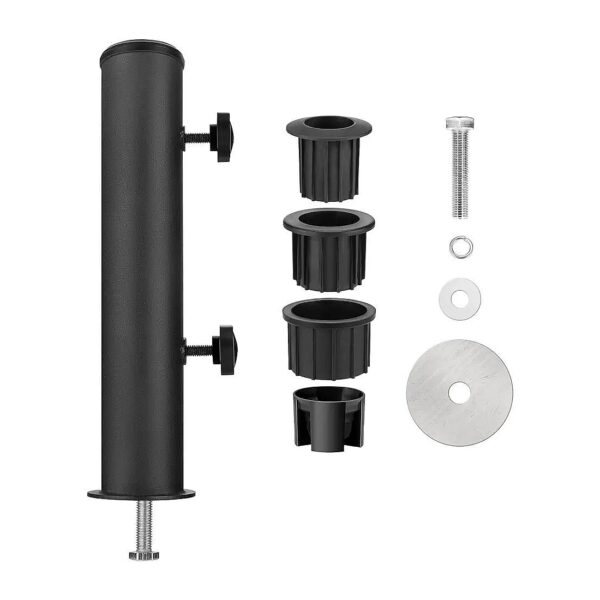 Black Marble Table Umbrella Tube Holder with Heavy Duty Stainless Steel Base