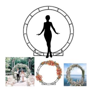 Black Metal Circular Arch Garden Decoration with Support Legs and Easy Assembly