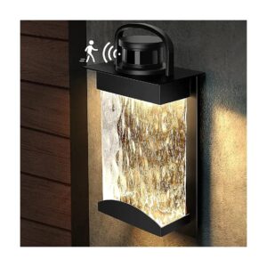 Black Modern Outdoor Motion Sensor LED Porch Light with Dusk to Dawn Function