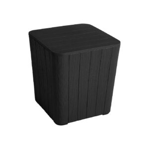 Black Outdoor Side Table with Storage for Patio Cushions and Decor