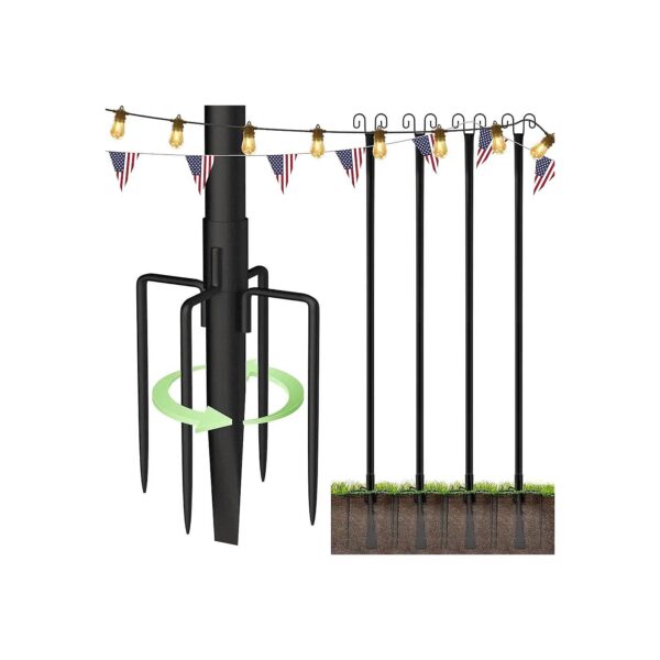 Black Outdoor String Light Poles for Patio Garden Party Accessory