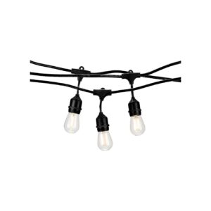 Black Outdoor String Lights with 16 Dimmable LED Bulbs for Patio Decor