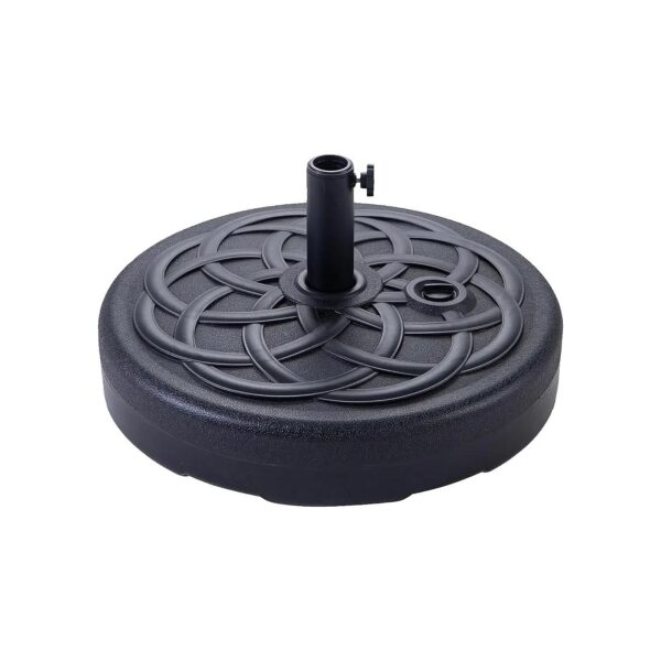 Black Patio Umbrella Base Stand with Water Fillable Design and Secure Double Lock System