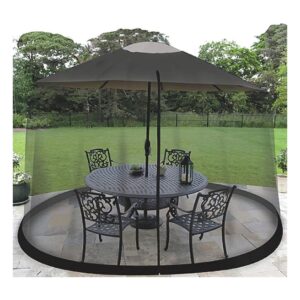 Black Patio Umbrella Mosquito Net with Adjustable Enclosure and Light Weight