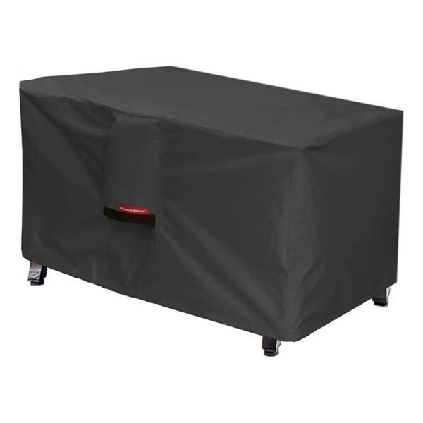 Black Poly 600D Waterproof Fire Table Cover with Air Vents and Buckles for Outdoor Use