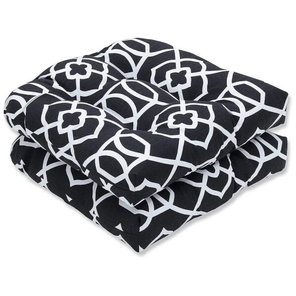 Black Polyester Tufted Seat Cushions with Plush Fill for Indoor and Outdoor Use