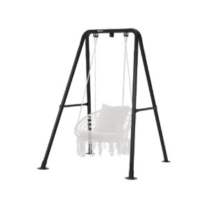 Black Powder-Coated Iron Hammock Stand for Indoor or Outdoor Use, No Hammock Included