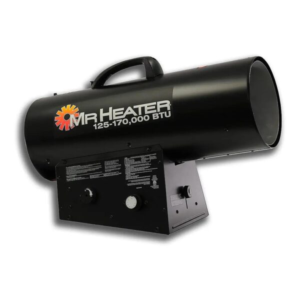 Black Propane Heater for Indoor Use with Thermostat, 20ft Hose, and Regulator