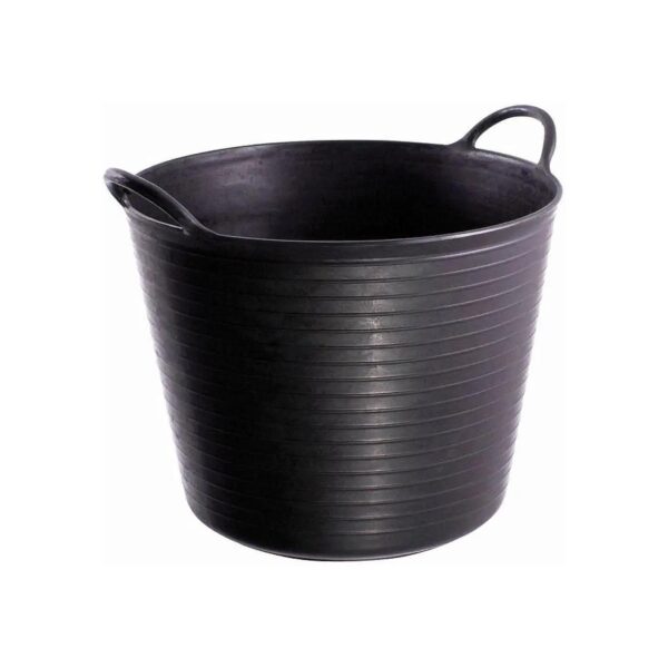 Black Small Round Plastic Bucket with Comfort Grip Handles and 4 Pounds Weight