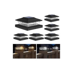 Black Solar Post Cap Lights with 2 Lighting Modes and High-Efficiency Solar Panel