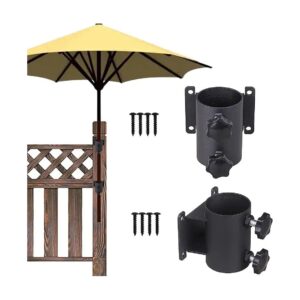 Black Steel Umbrella Clamp Mount Bracket for Deck, Fences, and Balcony