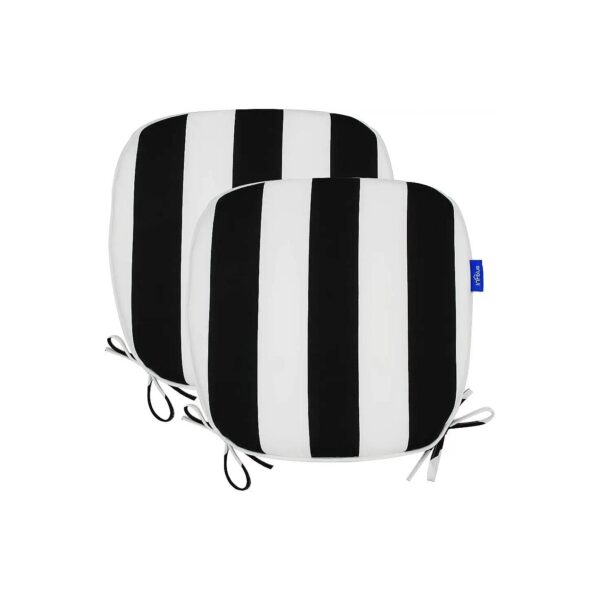 Black Stripe U Shape Home Chair Cushion for Garden Patio Set of 2