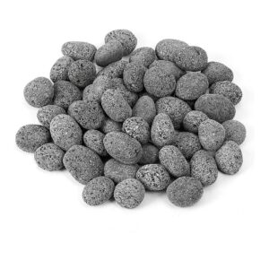 Black Tumbled Stones Round Lava Rock Pebbles for Gas Fire Pit or Fireplace Decoration