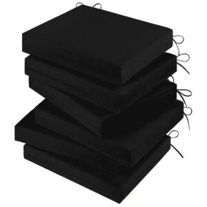 Black Waterproof Chair Cushions Set of 6 for Outdoor Furniture and Patio