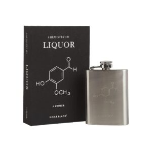 Black and Silver Stainless Steel Flask with Attached Chemistry Book