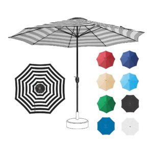 Black and White 11FT Patio Umbrella with 8 Sturdy Ribs for Garden and Backyard Shade