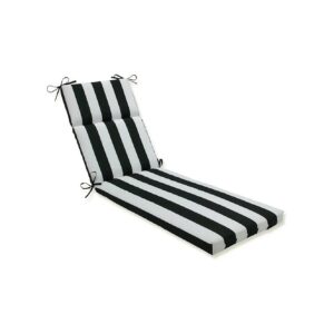 Black and White Cabana Stripe Water-Resistant Chaise Lounge Cushion