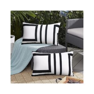 Black and White Outdoor Lumbar Pillow Covers Waterproof Polyester Pillow Coves