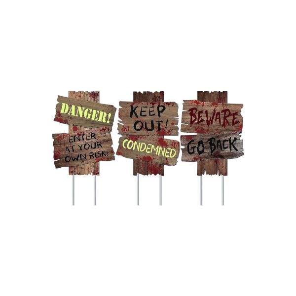 Bloody Warning Signs for Halloween Party Decorations Haunted House Outdoor Decor