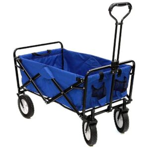 Blue Folding Wagon with Heavy Duty Steel Frame and 150 Pound Capacity