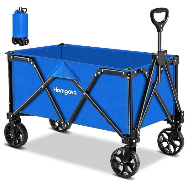 Blue Folding Wagon with Large Capacity and Durable Construction for Heavy Duty Use